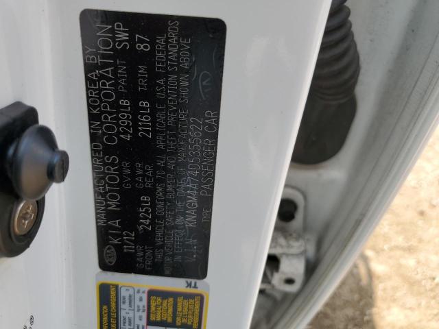 2013 Kia Optima Lx VIN: KNAGM4A74D5355622 Lot: 59658424