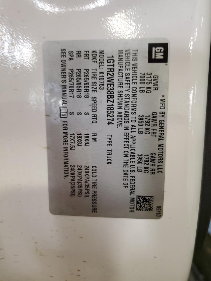 1GTR2WE38BZ185274 2011 GMC Sierra K1500 Slt