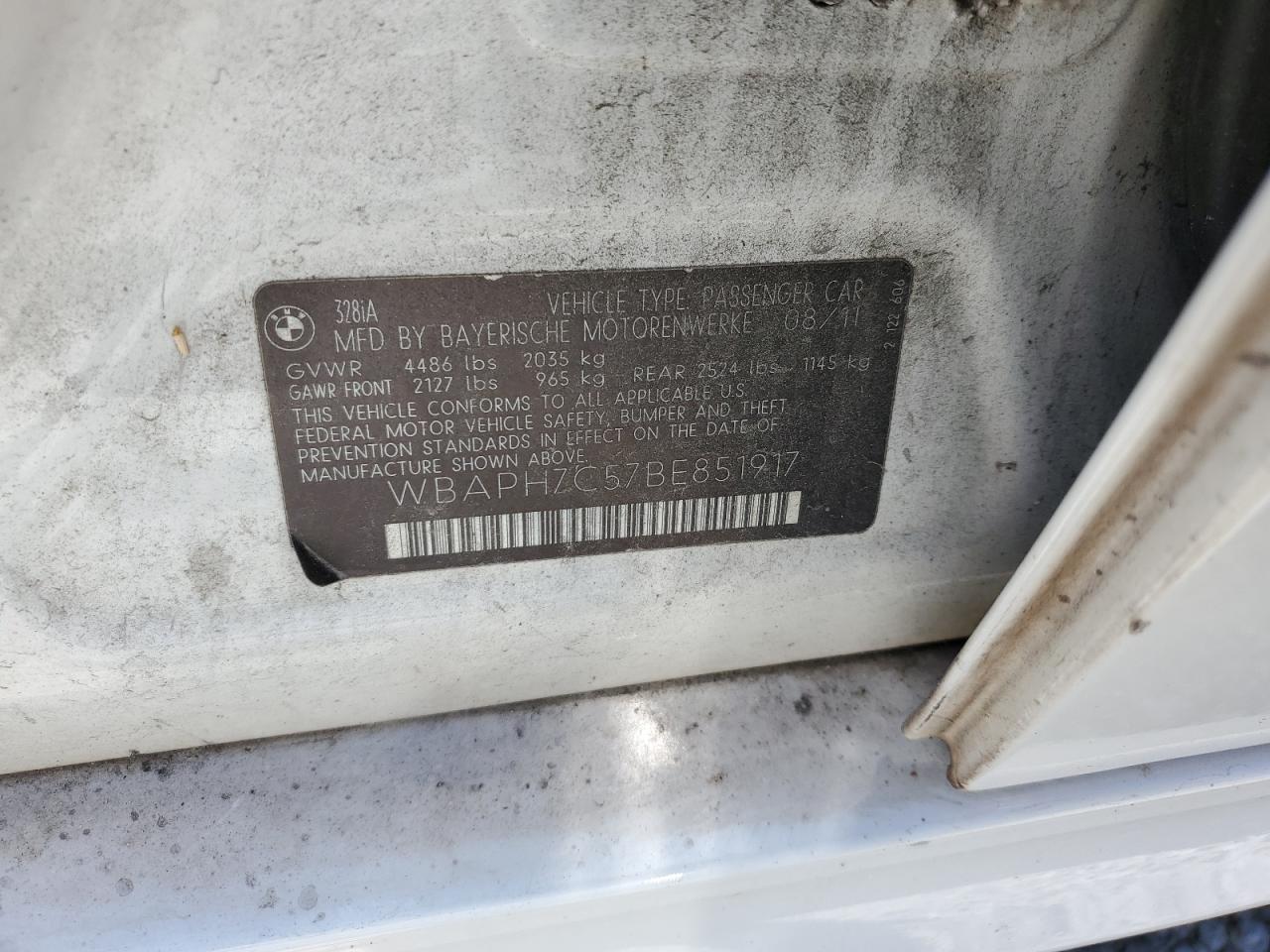 WBAPH7C57BE851917 2011 BMW 328 I