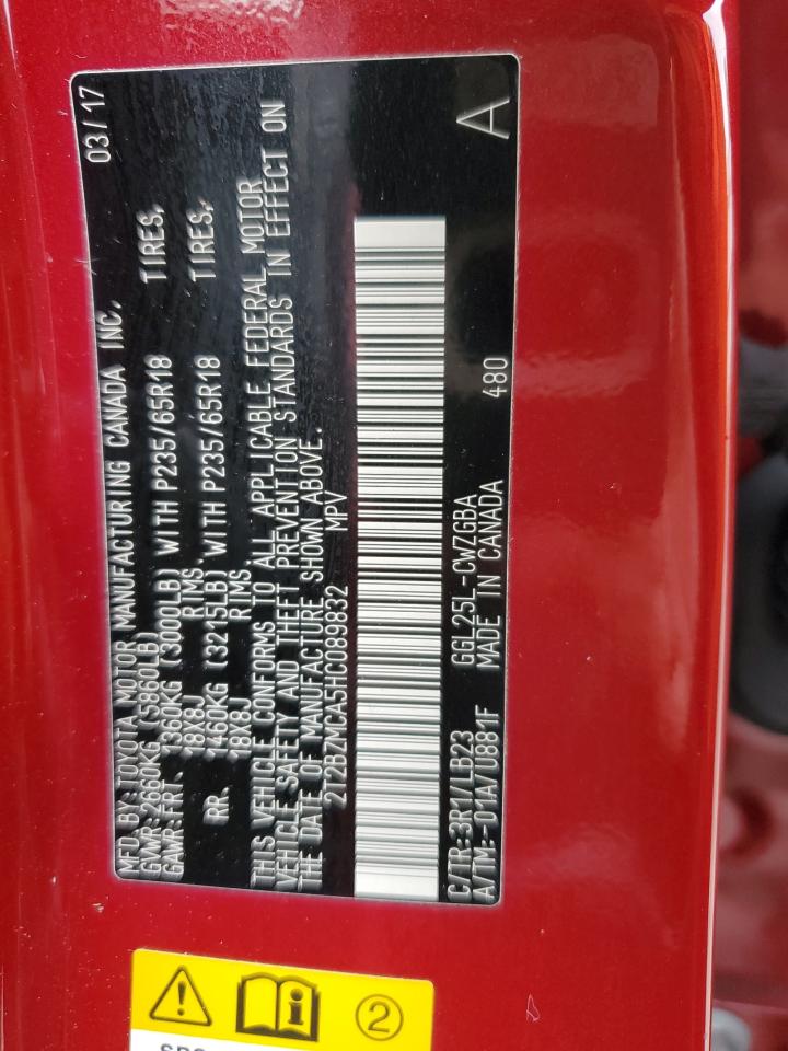 2T2BZMCA5HC089832 2017 Lexus Rx 350 Base