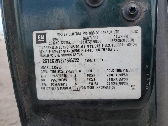 2002 GMC New Sierra C1500 VIN: 2GTEC19V221386722 Lot: 59724964