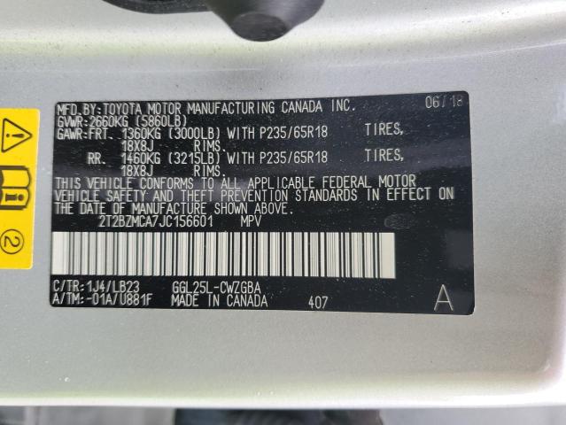 2018 Lexus Rx 350 Base VIN: 2T2BZMCA7JC156601 Lot: 57852134