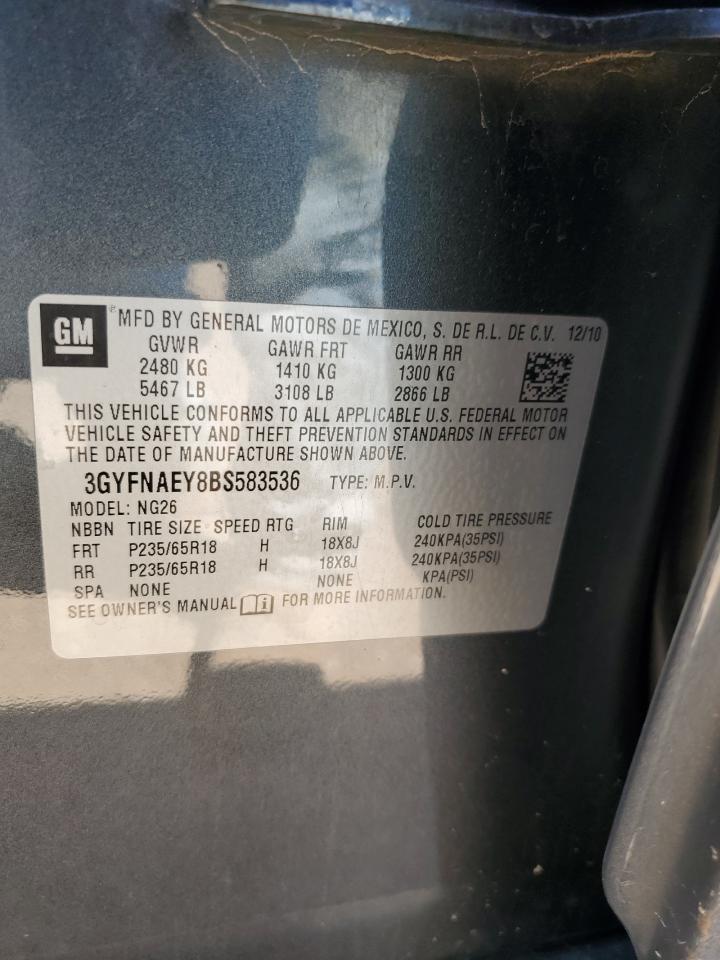 3GYFNAEY8BS583536 2011 Cadillac Srx Luxury Collection