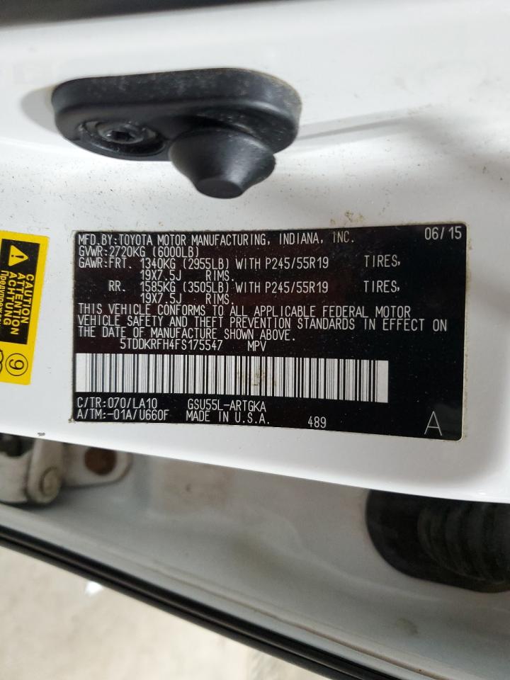 5TDDKRFH4FS175547 2015 Toyota Highlander Limited