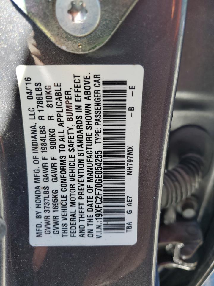 19XFC2F70GE054255 HONDA CIVIC 2016