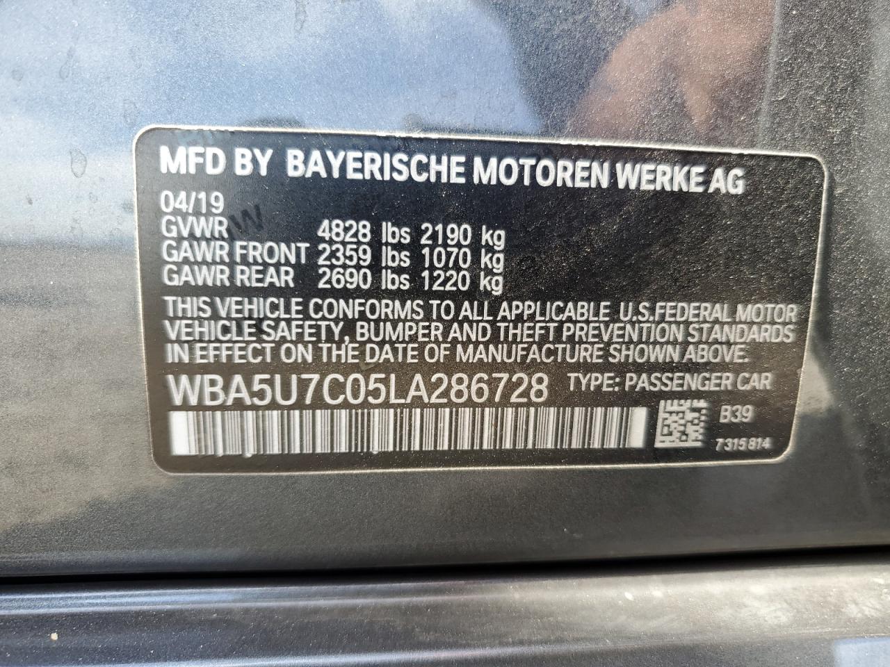 WBA5U7C05LA286728 2020 BMW M340I