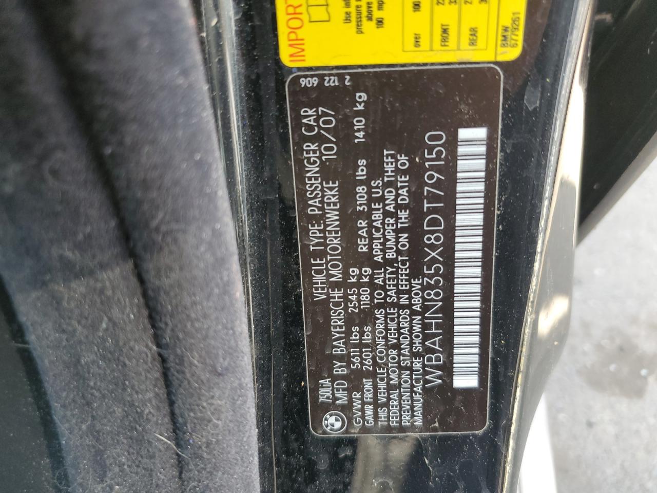 WBAHN835X8DT79150 2008 BMW 750 Li