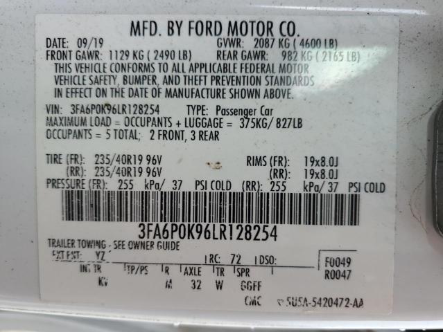 VIN 3FA6P0K96LR128254 2020 Ford Fusion, Titanium no.12