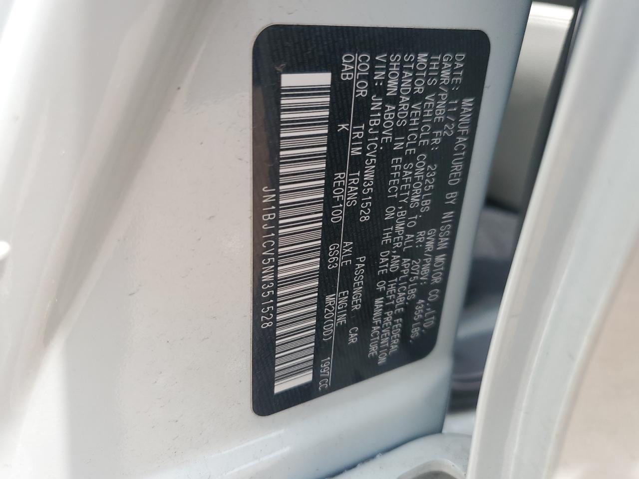 JN1BJ1CV5NW351528 2022 Nissan Rogue Sport Sl