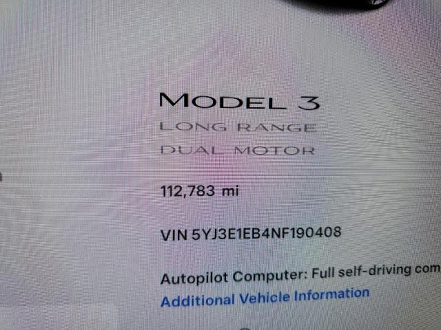 2022 Tesla Model 3 VIN: 5YJ3E1EB4NF190408 Lot: 58344044