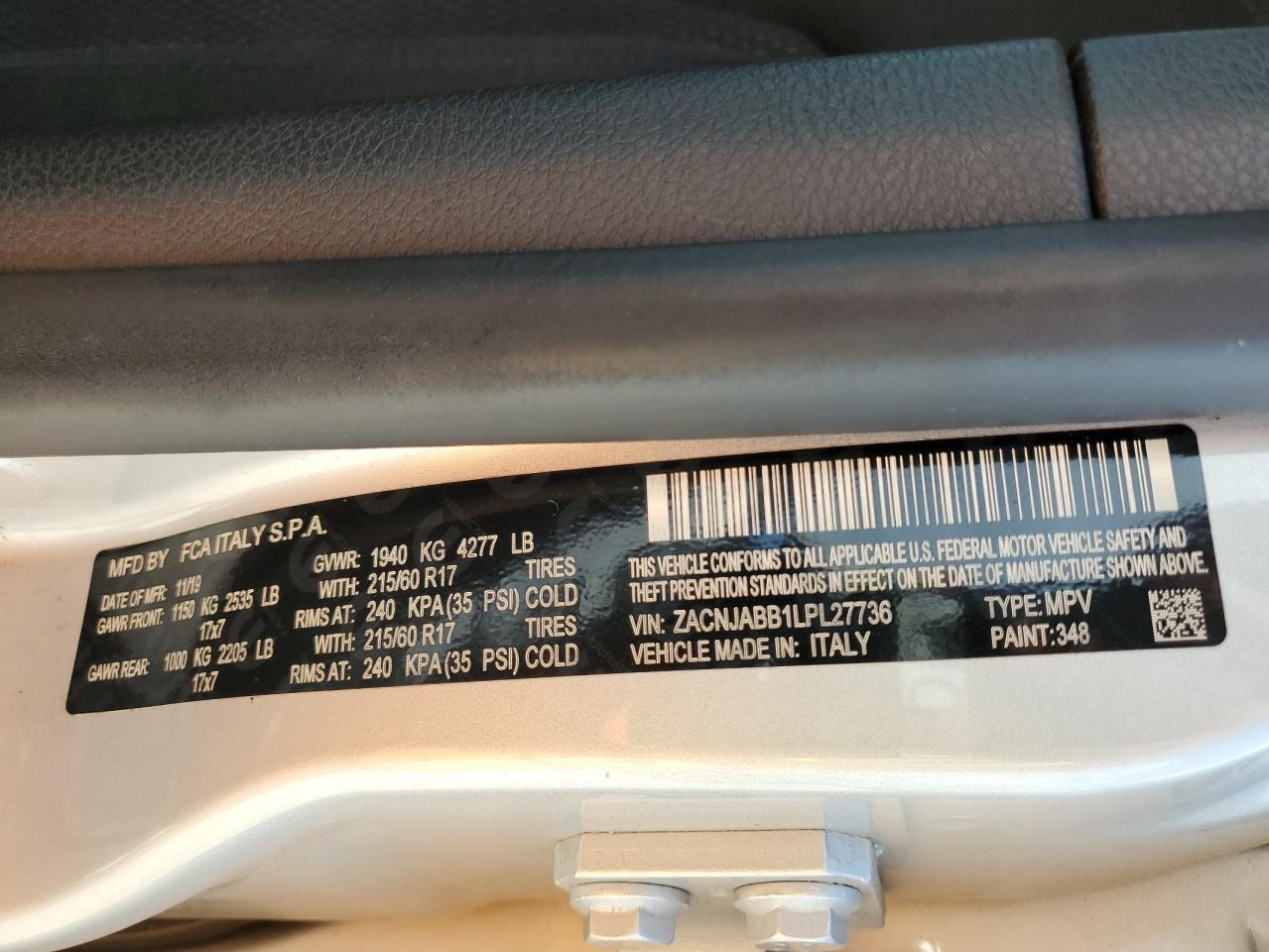 ZACNJABB1LPL27736 2020 Jeep Renegade Latitude