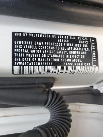 2012 Volkswagen Beetle Turbo VIN: 3VW4A7AT2CM636868 Lot: 59551834