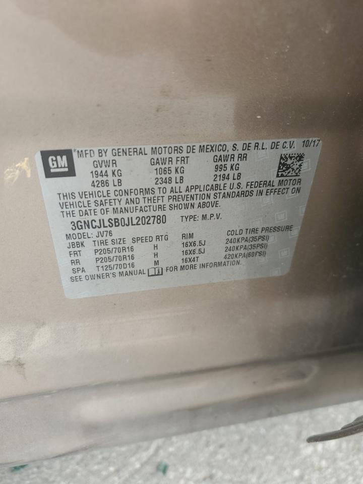 3GNCJLSB0JL202780 CHEVROLET TRAX 2018