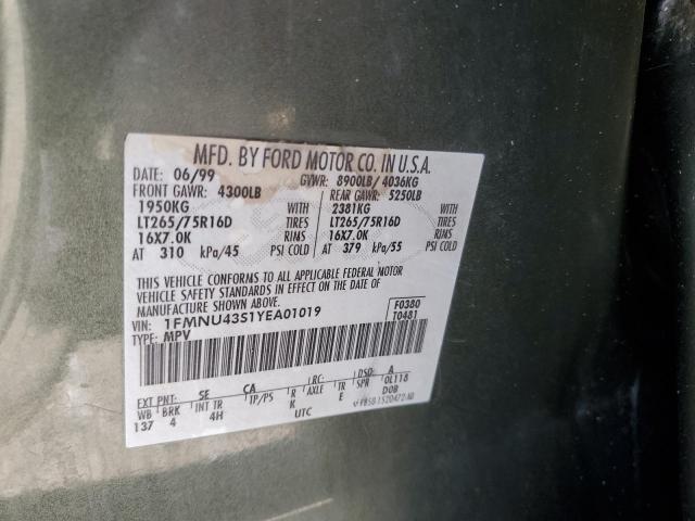 2000 Ford Excursion Limited VIN: 1FMNU43S1YEA01019 Lot: 57126504