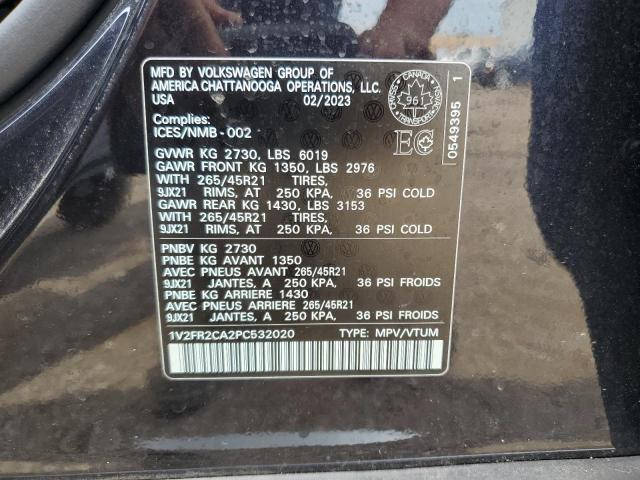 2023 Volkswagen Atlas Sel Premium R-Line VIN: 1V2FR2CA2PC532020 Lot: 59606084