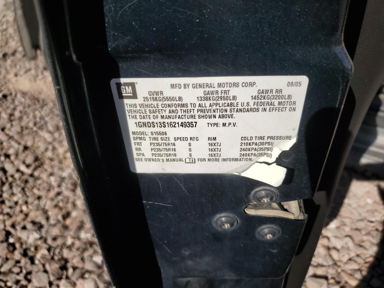 1GNDS13S162149357 2006 Chevrolet Trailblazer Ls