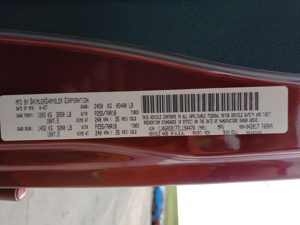 1J4GA59177L194470 2007 Jeep Wrangler Sahara