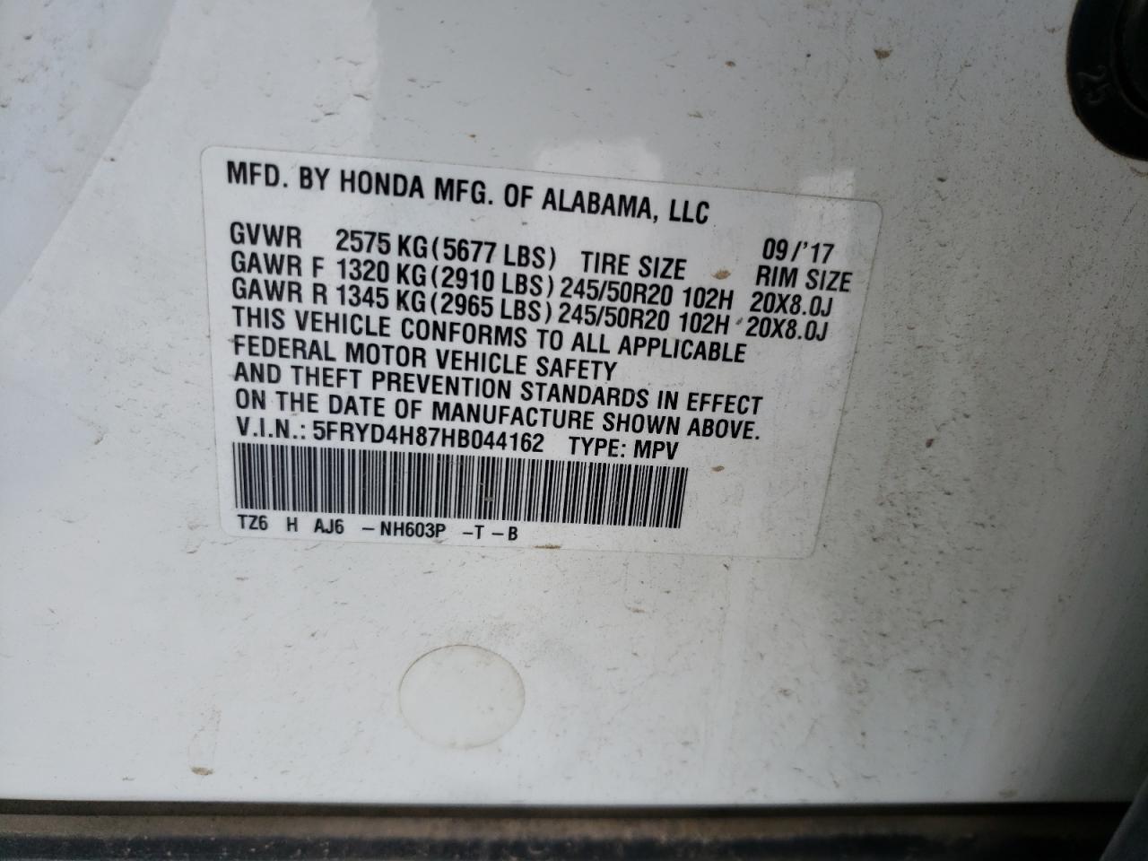 5FRYD4H87HB044162 2017 Acura Mdx Advance