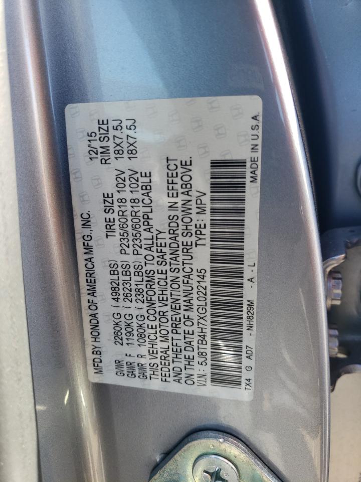 5J8TB4H7XGL022145 2016 Acura Rdx Advance