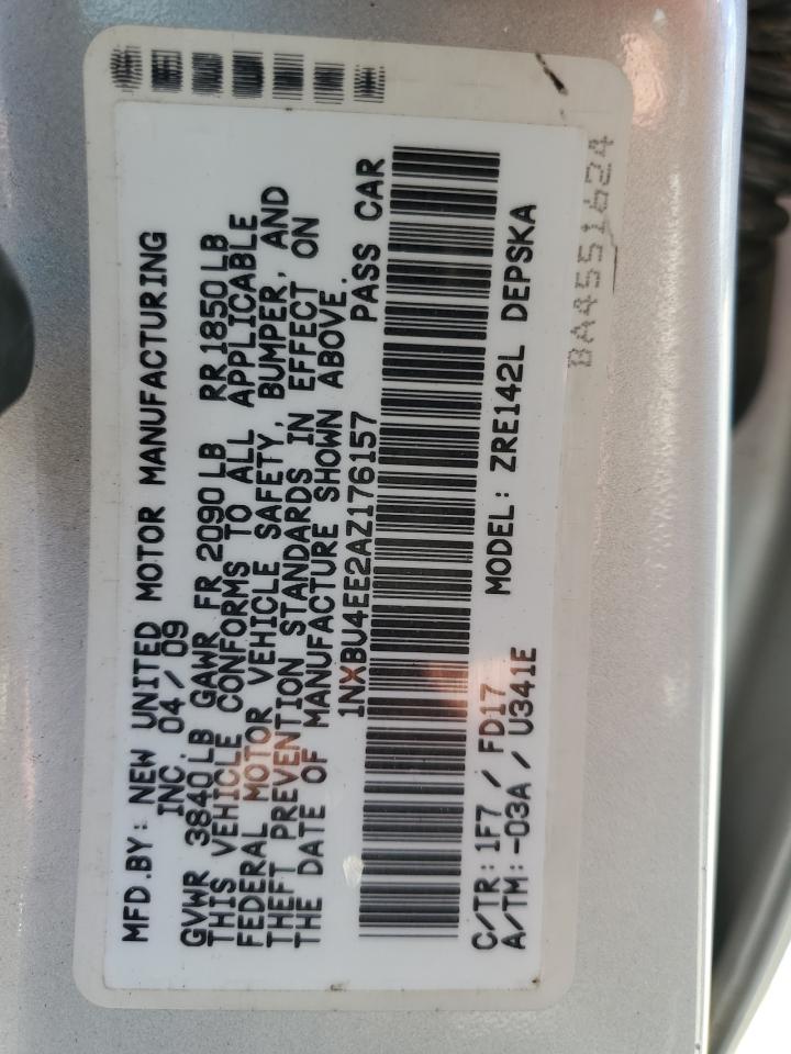 1NXBU4EE2AZ176157 2010 Toyota Corolla Base