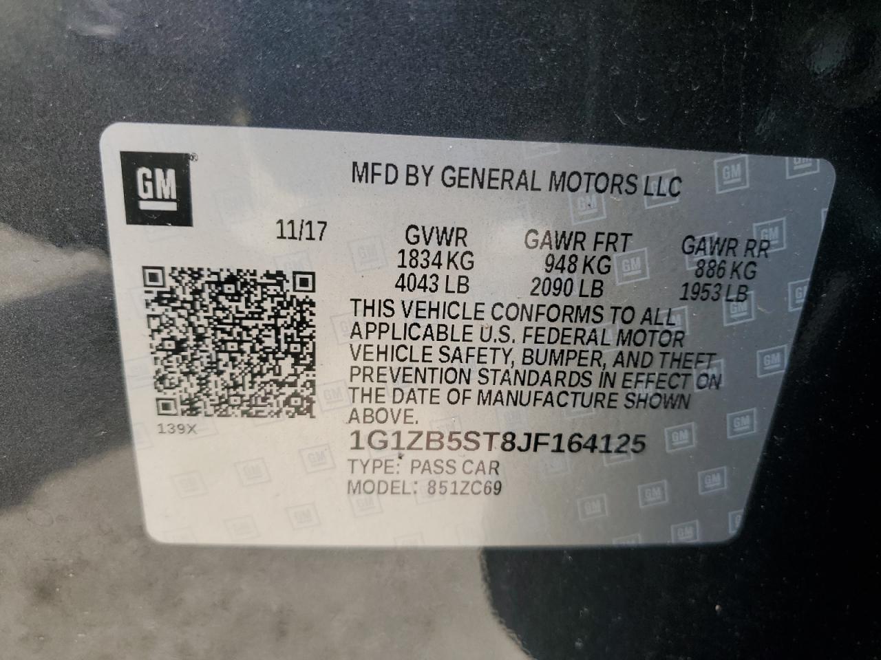 1G1ZB5ST8JF164125 2018 Chevrolet Malibu Ls