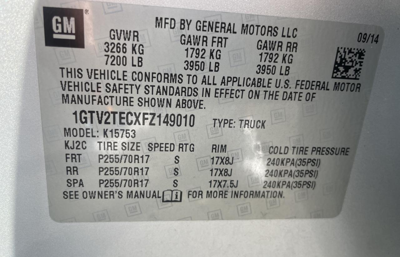 1GTV2TECXFZ149010 2015 GMC Sierra K1500