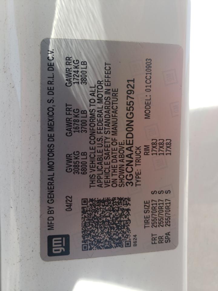 3GCNAAED0NG557921 CHEVROLET ALL Models 2022
