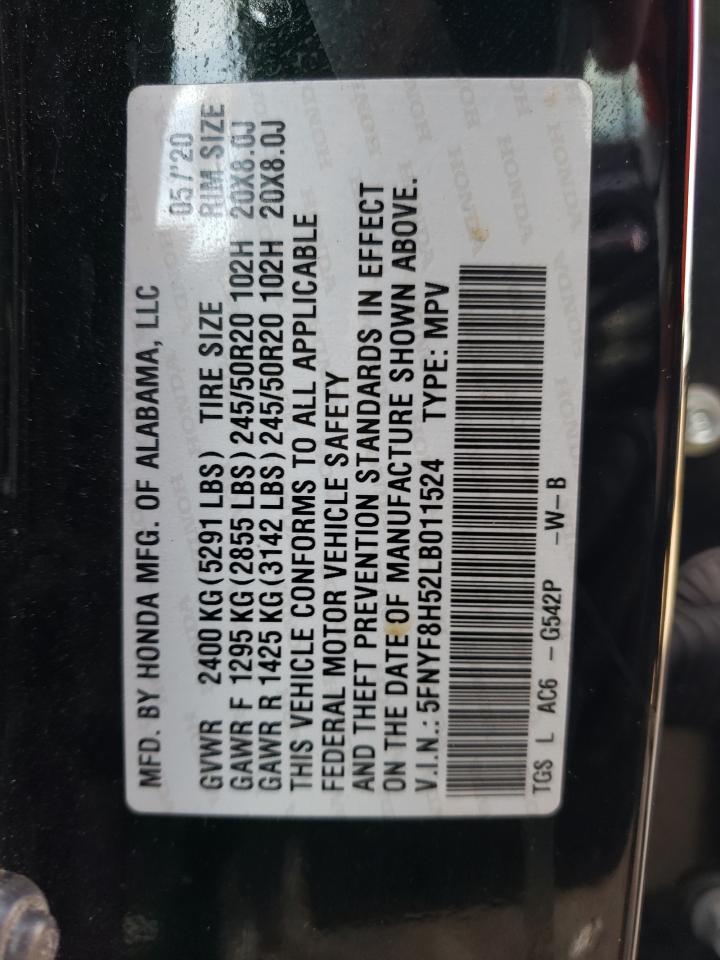 5FNYF8H52LB011524 HONDA PASSPORT 2020