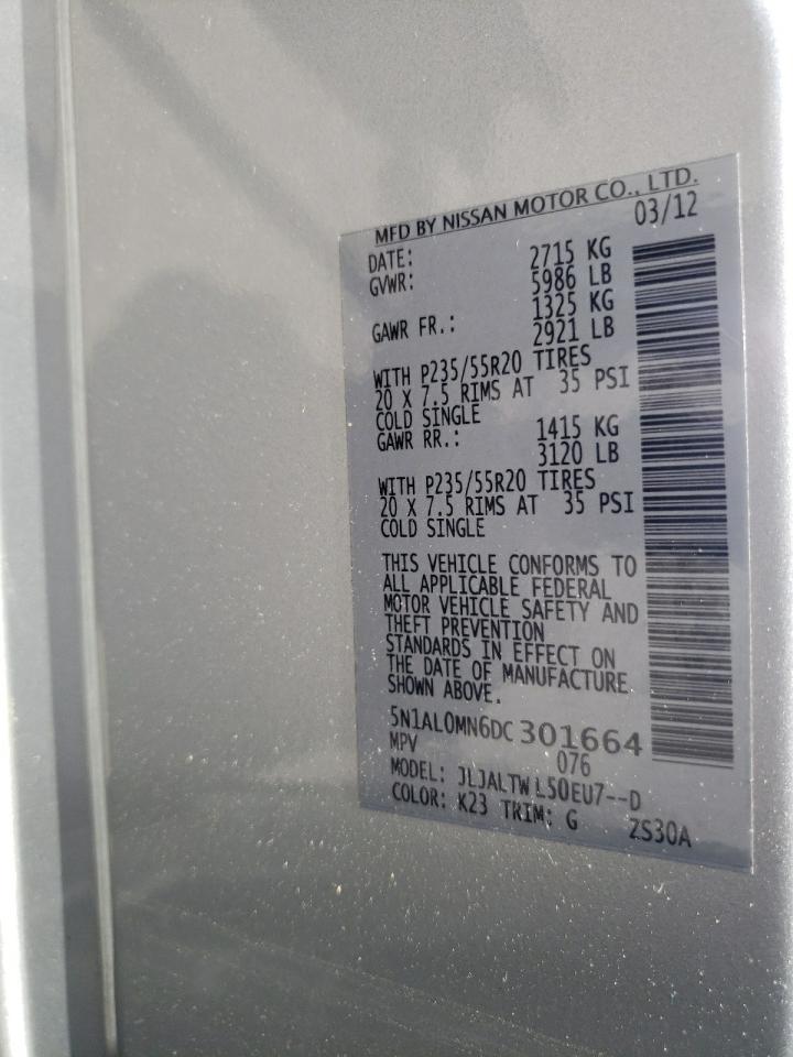 5N1AL0MN6DC301664 2013 Infiniti Jx35