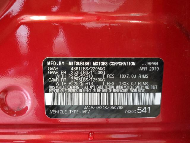 2019 Mitsubishi Outlander Se VIN: JA4AZ3A34KZ050798 Lot: 57084314