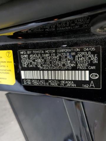 2005 Lexus Es 330 VIN: JTHBA30G455122910 Lot: 58122354