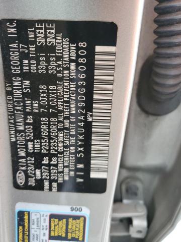 2013 Kia Sorento Ex VIN: 5XYKU4A29DG360808 Lot: 60149644