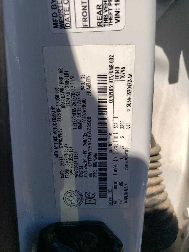 1FTFW1E51JFA73508 2018 Ford F150 Supercrew