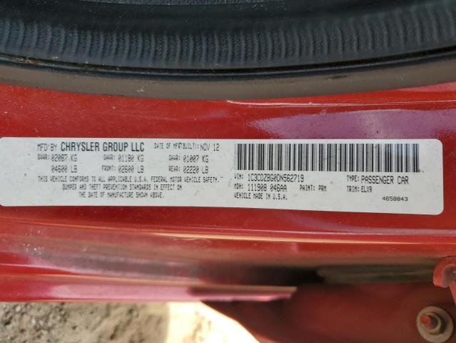 2013 Dodge Avenger R/T VIN: 1C3CDZBG0DN562719 Lot: 61271584