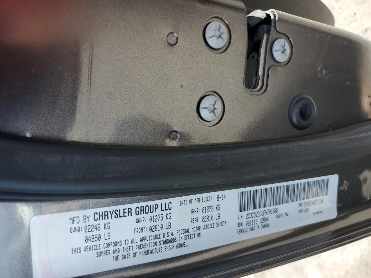 2C3CDZBG5FH705966 2015 Dodge Challenger Sxt Plus