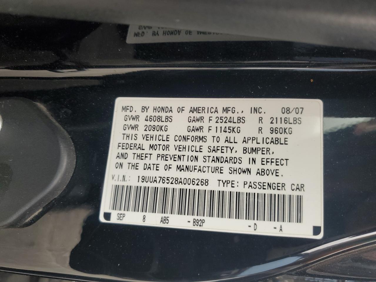 19UUA76528A006268 2008 Acura Tl Type S