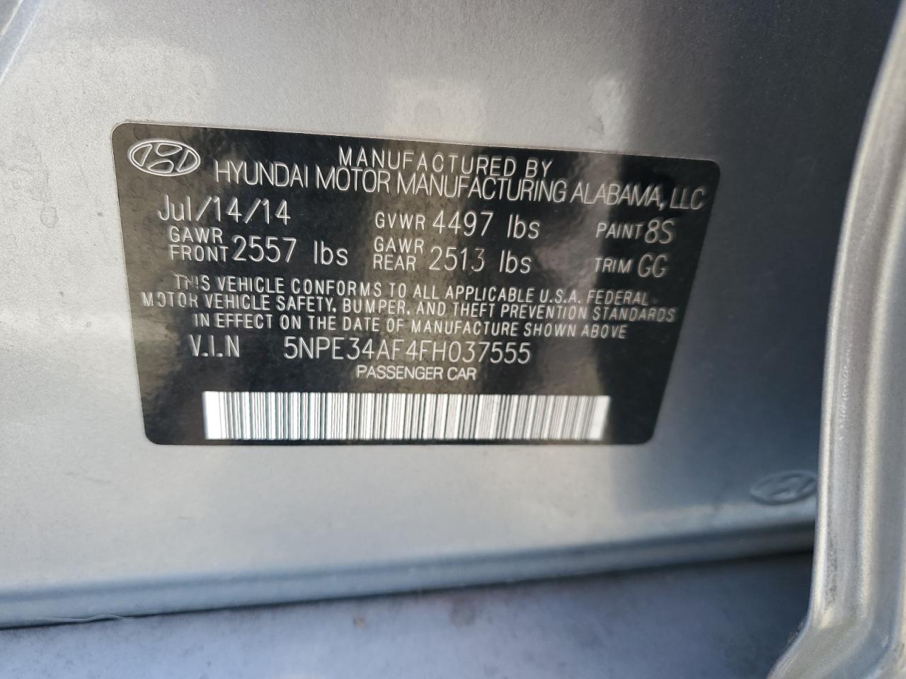 5NPE34AF4FH037555 2015 Hyundai Sonata Sport