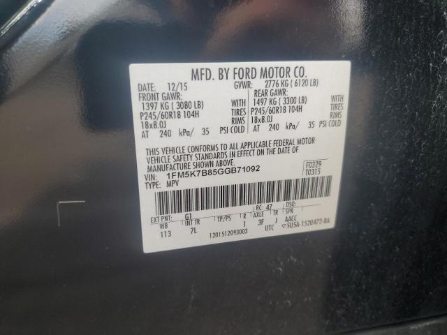 2016 Ford Explorer VIN: 1FM5K7B85GGB71092 Lot: 56922114