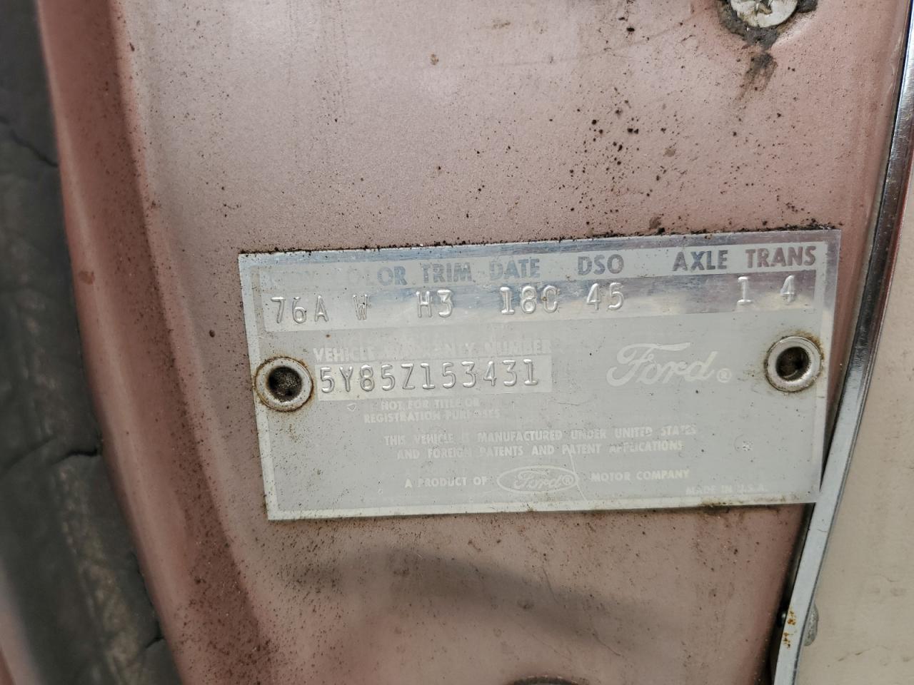 5Y85Z153431 1965 Ford Thunderbir