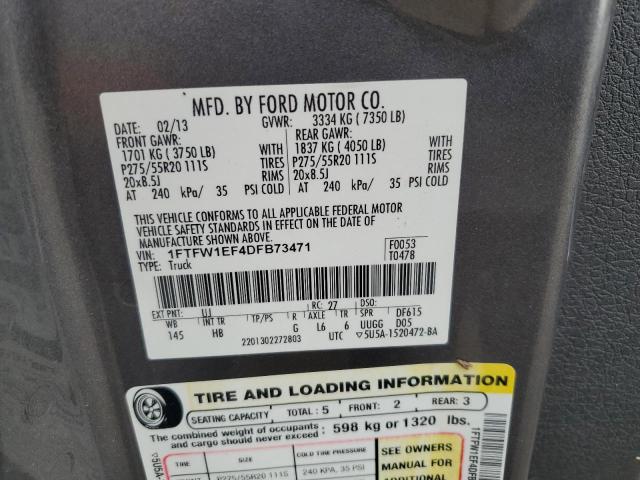 2013 Ford F150 Supercrew VIN: 1FTFW1EF4DFB73471 Lot: 58339804