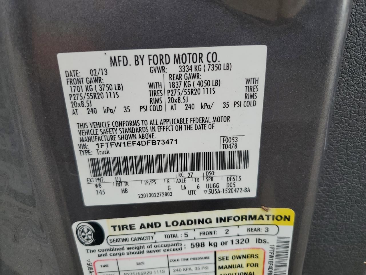 1FTFW1EF4DFB73471 2013 Ford F150 Supercrew