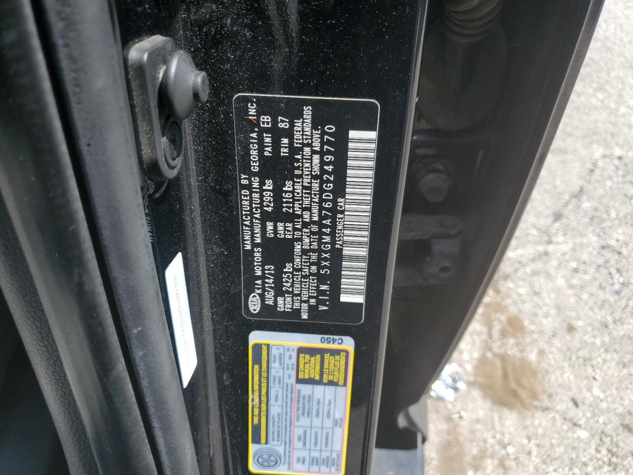 5XXGM4A76DG249770 2013 Kia Optima Lx