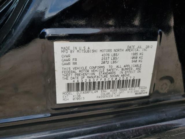 2012 Mitsubishi Galant Es VIN: 4A32B3FF9CE025872 Lot: 61289144