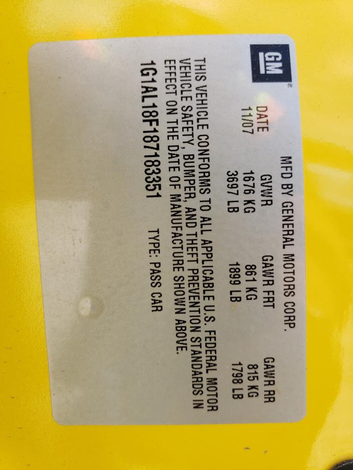 1G1AL18F187183351 2008 Chevrolet Cobalt Lt