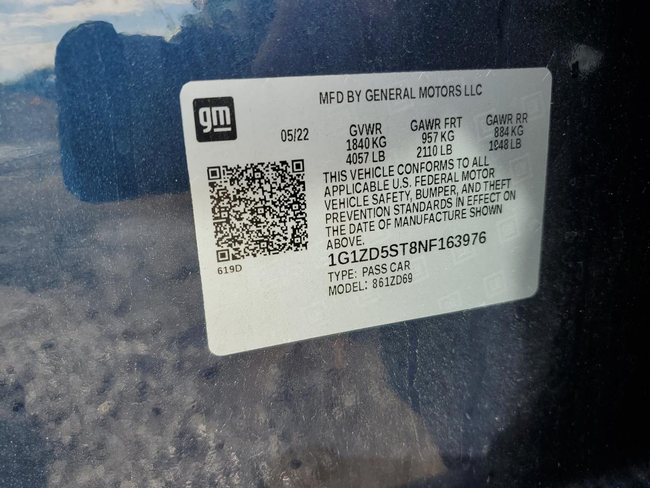 1G1ZD5ST8NF163976 CHEVROLET MALIBU 2022