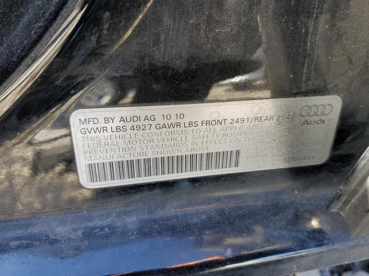 WAUBFAFL8BN027299 2011 Audi A4 Premium