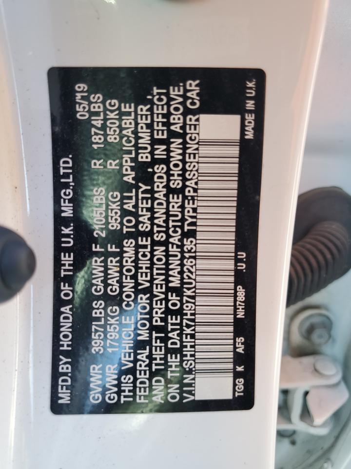 SHHFK7H97KU226135 2019 Honda Civic Sport Touring