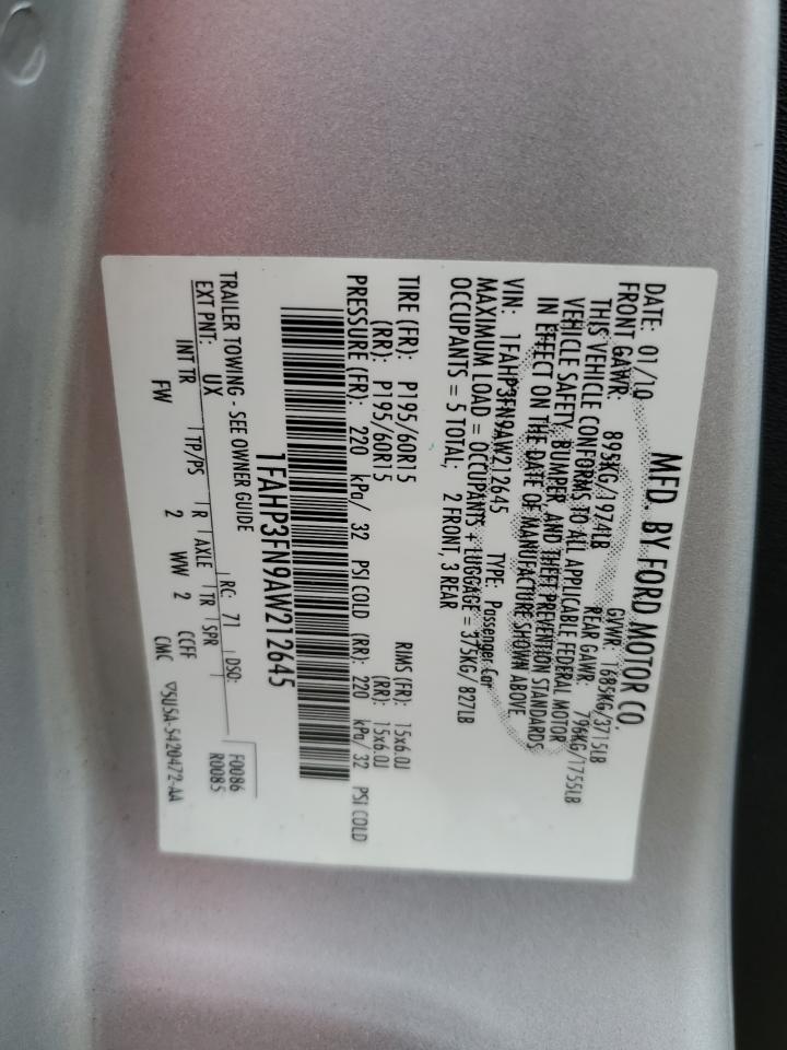 1FAHP3FN9AW212645 2010 Ford Focus Se