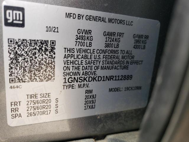 2022 CHEVROLET SUBURBAN K - 1GNSKDKD1NR112889