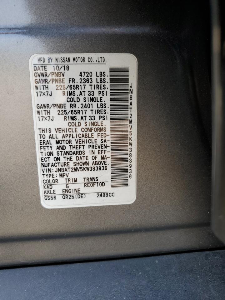 JN8AT2MV5KW383936 NISSAN ROGUE 2019